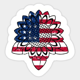 Happy Independence Day Stars&Stripes Sunflower American Flag T SHirt Sticker